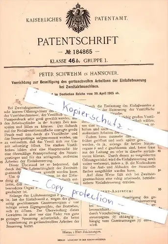 Original Patent - P. Schwehm in Hannover , 1905 , Zweitaktmaschinen !!!