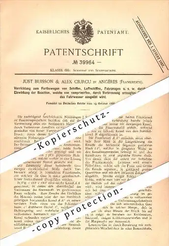 Original Patent - Just Buisson & Alex Ciurcu à Angers , 1886 , Appareil pour les navires et aéronefs , Angeres !!!