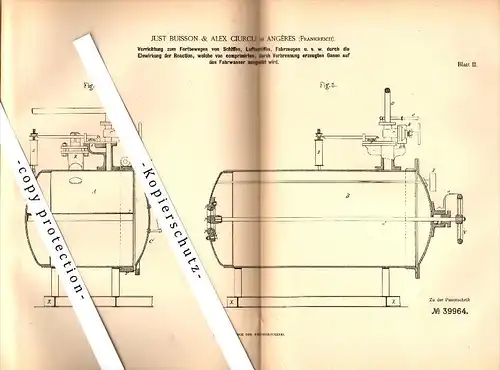 Original Patent - Just Buisson & Alex Ciurcu à Angers , 1886 , Appareil pour les navires et aéronefs , Angeres !!!