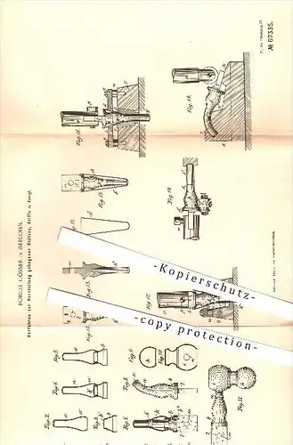 original Patent - Robert Gösser in Iserlohn , 1891 , Herstellung gebogener Stützen, Griffe , Metall , Guss , Metallguss