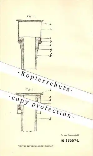 original Patent - Ernst Diesfeld in Berlin , 1906 , Verschluss für Flaschen , Konserven , Haushalt , Flasche !!!