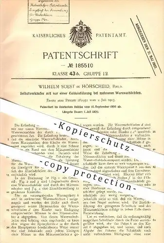 original Patent - Wilhelm Soest in Höhscheid , Rhld. , 1906 , Selbstverkäufer , Verkäufer , Waren , Wirtschaft !!!