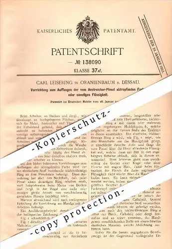 Original Patent - Carl Leisering in Oranienbaum b. Dessau , 1902 , Vorrichtung für Maler , Farbe , Malerei , Pinsel !!!