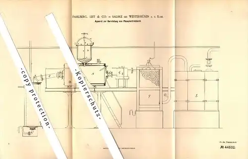 Original Patent - Fahlberg & List in Salbke b. Westerhüsen a.d. Elbe , 1887 , Apparat für Phosphortrichlorid , Magdeburg