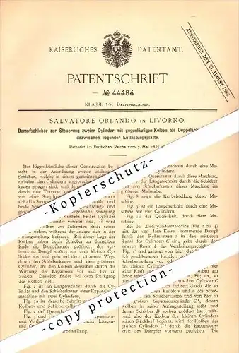 Original Patent - Salvatore Orlando in Livorno , Italia , 1887 , Valvola a vapore per motore a vapore !!!