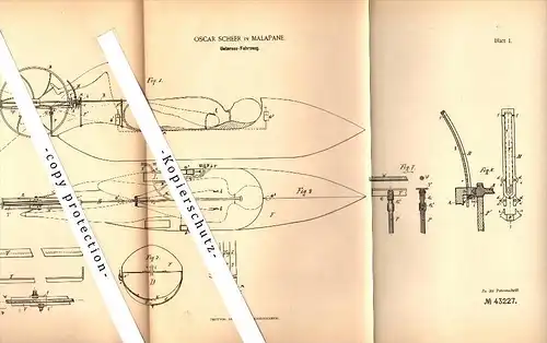 Original Patent - Oscar Scheer in Malapane / Ozimek , Schlesien , 1887 , Untersee-Fahrzeug , U-Boot , Unterseeboot  !!!