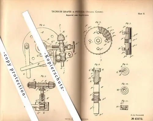 Original Patent - Tronson Draper in Petrolia , Ontario , 1887 ,  Apparatus for producing metal balls , Canada  !!!