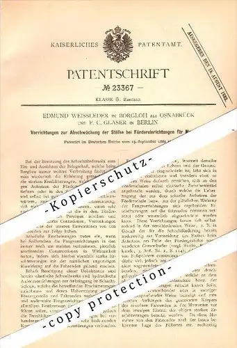 Original Patent - E. Weissleder in Borgloh b. Osnabrück , 1882 , Apparat für Bergbau , Allendorf !!!