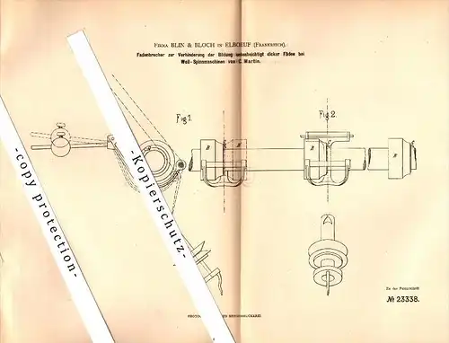 Original Patent - Blin & Bloch à Elbeuf , 1883 , Appareil pour machine de filature !!