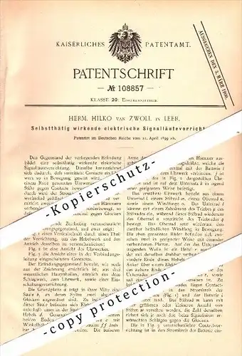 Original Patent - H. Hilko van Zwoll in Leer , 1899 , elektrischer Signalapparat für Eisenbahn !!!