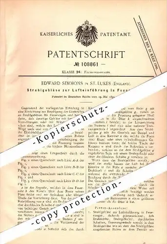 Original Patent - Edward Simons in Saint Lukes , England , 1899 , Blasters for heating  !!!