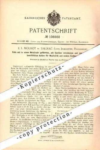 Original Patent - E.L. Mourot à Trignac , Loire , 1899 , Piège pour les taupes !!!