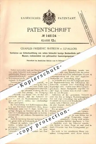 Original Patent - Charles Maybluh à Levallois-Perret , 1902 , Désulfuration des gaz !!!