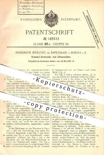 original Patent - F. Bierling in Espenhain b. Borna i. S. , 1906 , Trommel-Heuwende- und Jätemaschine , Landwirtschaft !