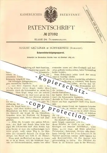 original Patent - August Grützner in Schweidnitz / Swidnica , Schlesien , 1883 , Apparat für Schornsteinfeger  !!!