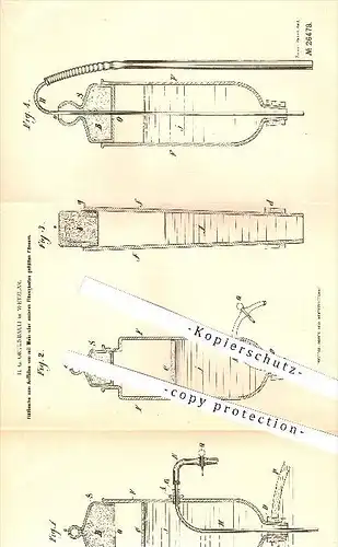 original Patent - H. G. Ortenbach in Wetzlar , 1883 , Füllflasche für Wein , Flasche , Flaschen , Getränke , Weinfass !!