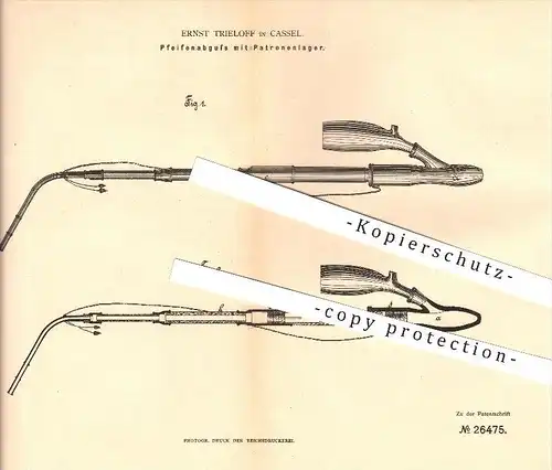 original Patent - Ernst Trieloff in Kassel , 1883 , Pfeifenabguss , Pfeife , Pfeifen , Tabak , Nikotin , Rauchen !!!