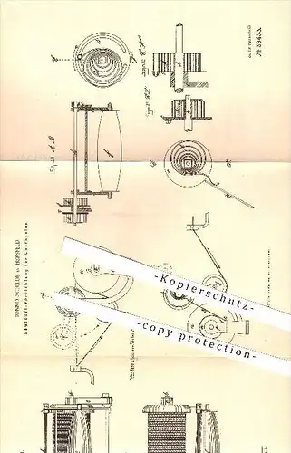 original Patent - Benno Schilde in Hersfeld , 1886 , Abwickel-Vorrichtung für Laufspulen , Spinnen , Spinnerei !!!