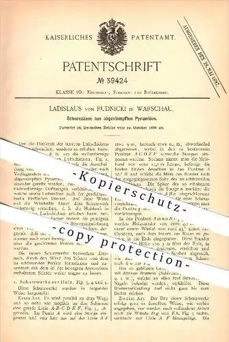 original Patent - Ladislaus von Rudnicki in Warschau , 1886 , Schneezaun , Schnee , Straßenbau , Verkehr !!!