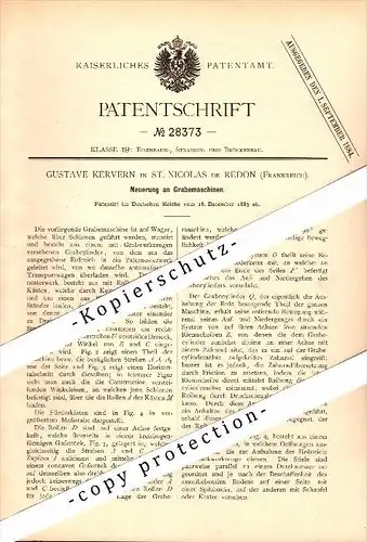 Original Patent - Gustave Kervern in St. Nicolas de Redon , 1883 , Machine à bêcher pour chemin de fer !!!