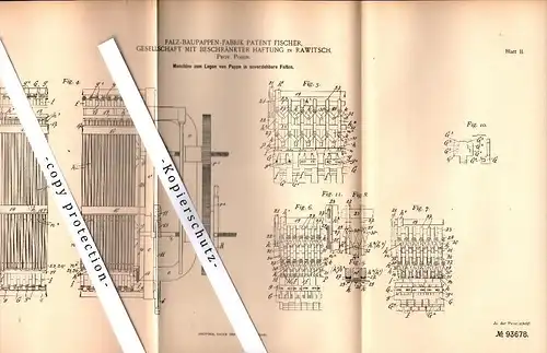 Original Patent - Baupappen-Fabrik Patent Fischer in Rawitsch / Rawicz , 1897 , Maschine für Pappe , Papierfabrik !!!