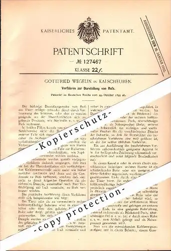 Original Patent - Gottfried Wegelin in Kalscheuren b. Hürth , 1899 , Darstellung von Ruß !!!