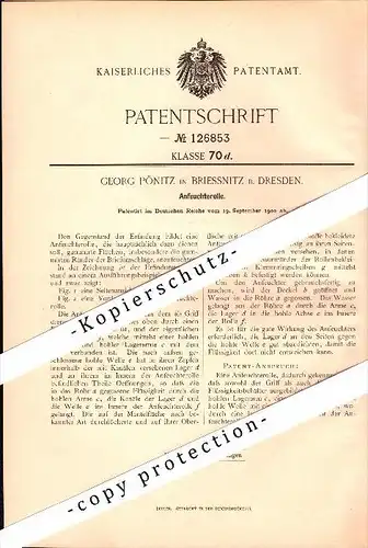 Original Patent - Georg Pönitz in Briesnitz b. Dresden , 1900 , Anfeuchterolle für Briefumschläge , Post , Brief !!!