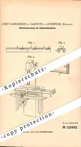 Original Patent - Josef Rawlinson in Garston b. Liverpool , 1901 , Apparatus for chain machine !!!