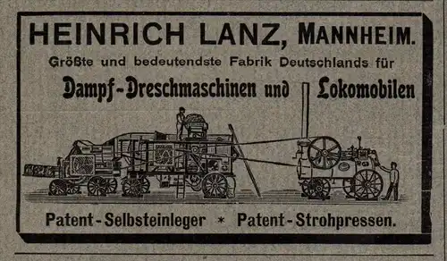 original Werbung - 1905 - Heinrich Lanz Locomobile , Mannheim , Landwirtschaft !!!