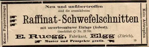 original Werbung - 1911 - E. Ruegg in Elgg , Zürich , Raffinat   !!!
