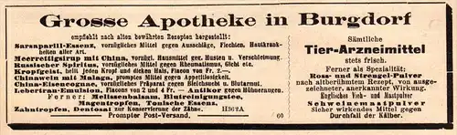 original Werbung - 1911 -  Apotheke in Burgdorf , Tier-Arznei , Tierarzt !!!