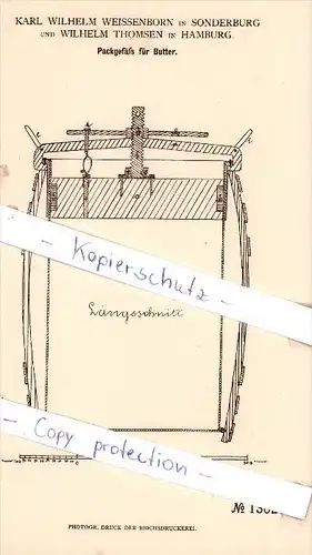 Original Patent - K. W. Weissenborn in Sonderburg und W. Thomsen in Hamburg , 1880 , !!!