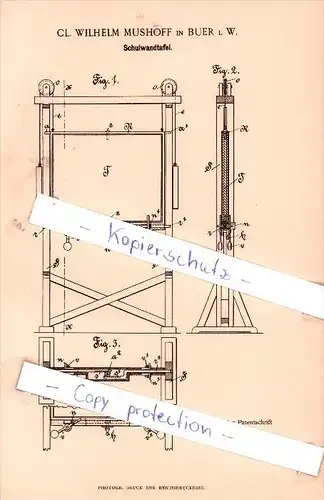 Original Patent - Cl. Wilhelm Mushoff in Buer i. W. , 1895 , Schulwandtafel , Schule , Gelsenkirchen !!!