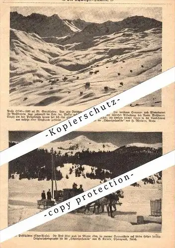 original Zeitungsausschnitt - 1911 - Arosa , Kanton Graubünden , Postschlitten , Post   !!!