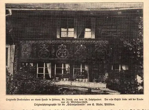 original Zeitungsausschnitt - 1911 - Fensterladen an einen Haus in Hittnau , Kanton Zürich  !!!