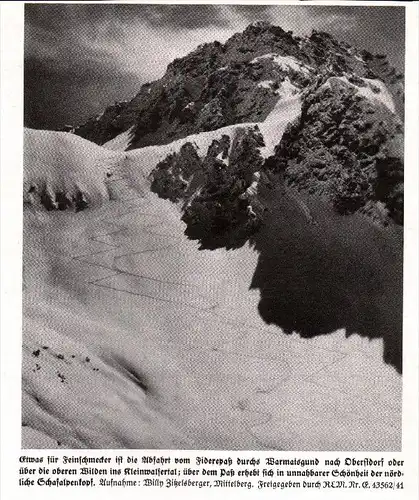 original Zeitungsausschnitt - 1942 - Abfahrt vom Fiderepaß durchs Warmatsgund nach Oberstdorf !!!