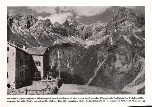 original Zeitungsausschnitt - 1942 - Die Kempter Hütte am Mädelejoch , Oberstdorf , Heimhuber !!!
