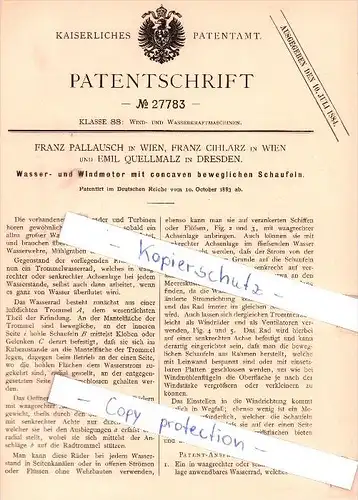 Original Patent - F. Pallausch in Wien, F. Cihlarz in Wien und E. Quellmalz in Dresden , 1883 , !!!