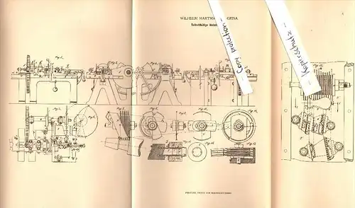Original Patent - Wilhelm Hartmann in Geisa , 1880 , selbsttätige Holz-Drehbank , Tischlerei , Tischler !!!