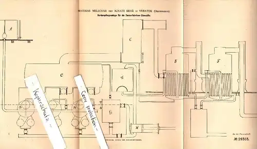 Original Patent - M. Melichar und I. Keyr in Vrbatek b. Prossnitz / Prostejov , 1883 , Verdampfer für Zuckerfabrik !!!