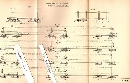 Original Patent - Adolf Barkusky in Obernigk / Oborniki Slaskie&#8203; , 1892 , Signaleinrichtung für Eisenbahn !!!