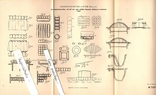 Original Patent - Joachim Soumovski in Kursk , Russland , 1892 , Hohlkörper mit Luft für Eisenbahn !!!