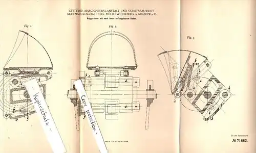 Original Patent - Schiffsbauwerft AG, Möller & Holberg in Grabow a.O. b. Stettin , 1893 , Baggereimer , Bagger !!!