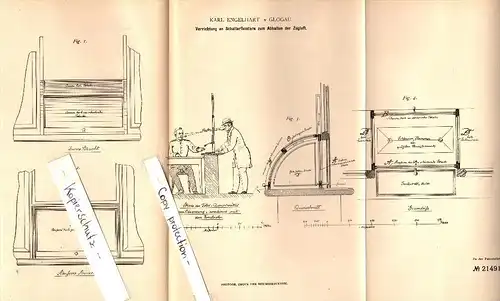 Original Patent - Karl Engelhart in Glogau / Glogow , 1882 , Zugluftvermeidung an Schalterfenstern , Eisenbahn , Post !!