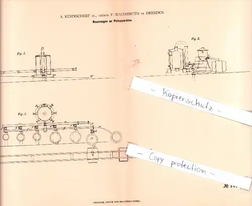 Original Patent - A. Kühnscherf , F. Wachsmuth in Dresden , 1880 , Pichapparate , Brauerei !!!