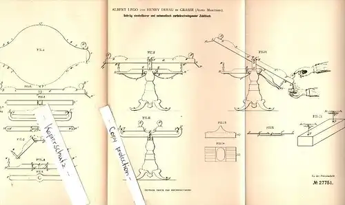 Original Patent - Albert Lego und Henry Dupau à Grasse , 1884 , Tableau des repères pour la post  !!!