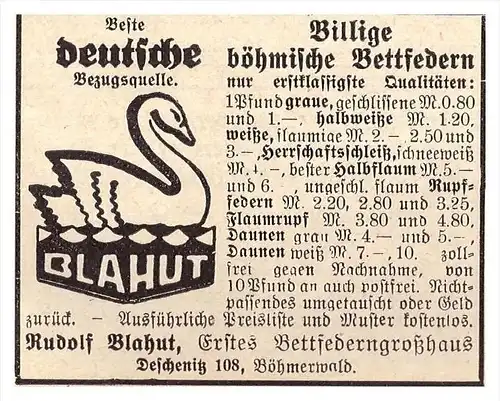 original Werbung - 1928 - Rudolf Blahut in Deschenitz / Desenice , Nyrsko / Neuern , Böhmerwald !!!