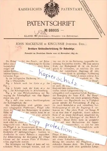 Original Patent - J. Mackenzie in Kingussie , Iverness , Engl. , 1895 , Geleiseüberbrückung  !!!