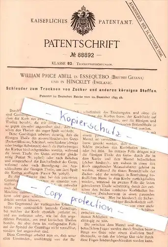 Original Patent - W. Price Abell in Essequibo , British Guinea und in Hinckley , England , 1895 , !!!