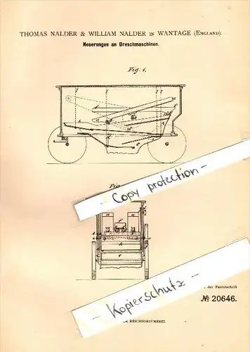 Original Patent - William Nadler in Wantage , 1882 , thresher , agriculture !!!